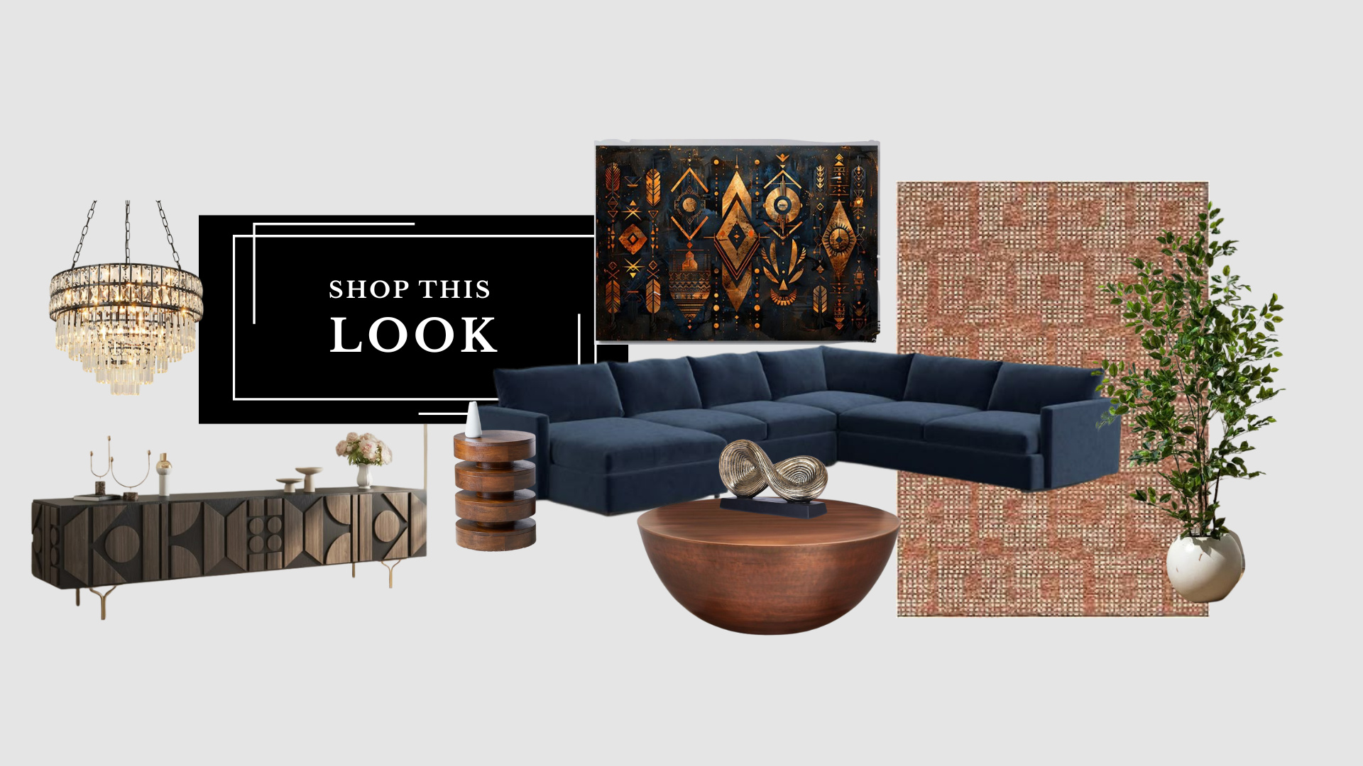 Living Room Blue Sectional